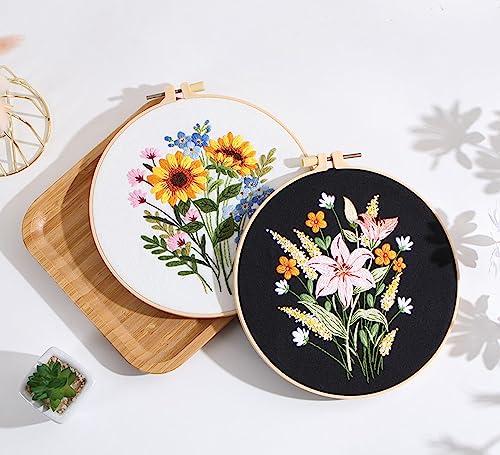 Image of GLTAYLMY Embroidery Kit for Beginners Adults,3 Pack Cross Stitch Kits with 1 Plastic Embroidery Hoops,Needles and Color Threads,Needlepoint Kit for Hand Embroidery Starter