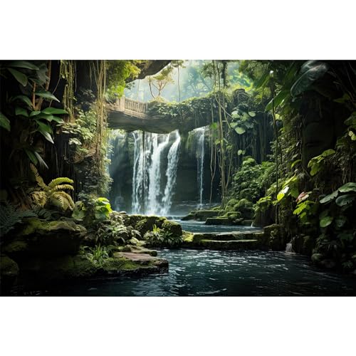 Waterfall-Aquarium-Background-Nature-Hidden-Treasures-Terrarium-Backdrop-Tropical-Plants-Stream-Stone-Bridge-Fish-Tank-Background-Reptile-Habitat-Backdrop-Tank-Wallpaper-Poster-Vinyl-36x18in