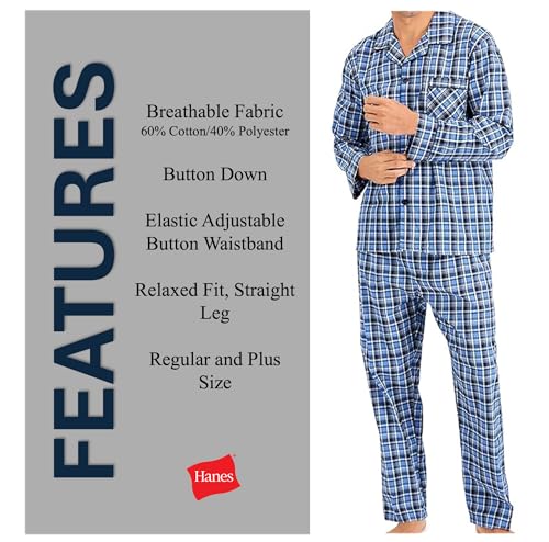 Image of Hanes Men's Woven Plain-Weave Pajama Set