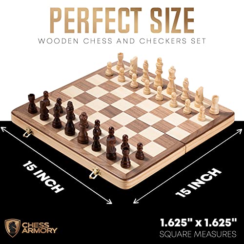 Juego de Ajedrez y Damas Chess Armory con Caja de Madera 15" miniatura 6