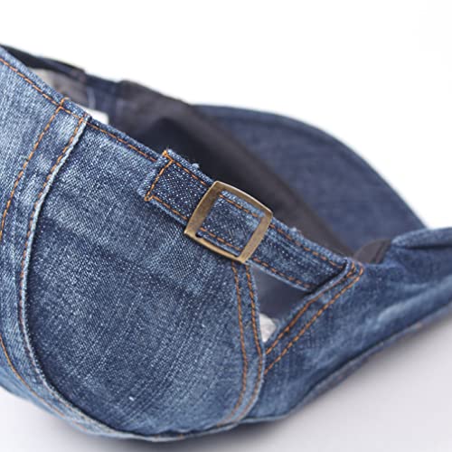 Image of Quanhaigou Unisex Denim Newsboy Hats Flat Ivy Gatsby Cabbie Driving Berets Hat Cotton Dad Cap for Men Women