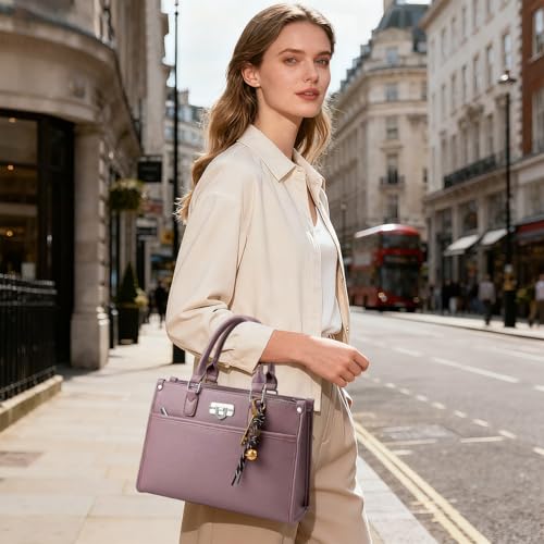Bolso tote grande para mujer de cuero sintético púrpura miniatura 2