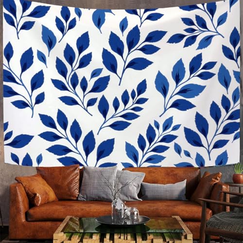Tenture murale motif feuilles bleues : la solution simple pour embellir un mur de chambre