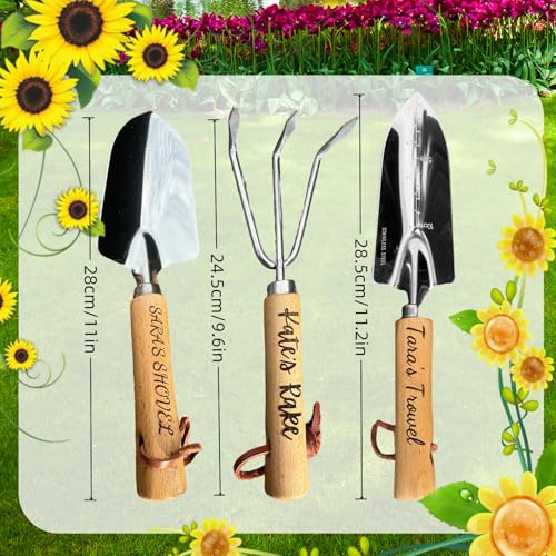 Set de 3 herramientas de jardinería con mango de madera miniatura 4