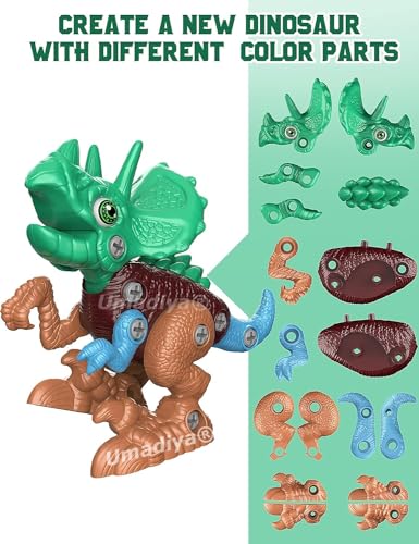 Image of Umadiya Branded Toys STEM 4pcs Dinosaur Toy - Take Apart Dinosaur Toys | Building Learning Educational Toys for Kids Boys and Girls with Screwdrivers (Dino-4)