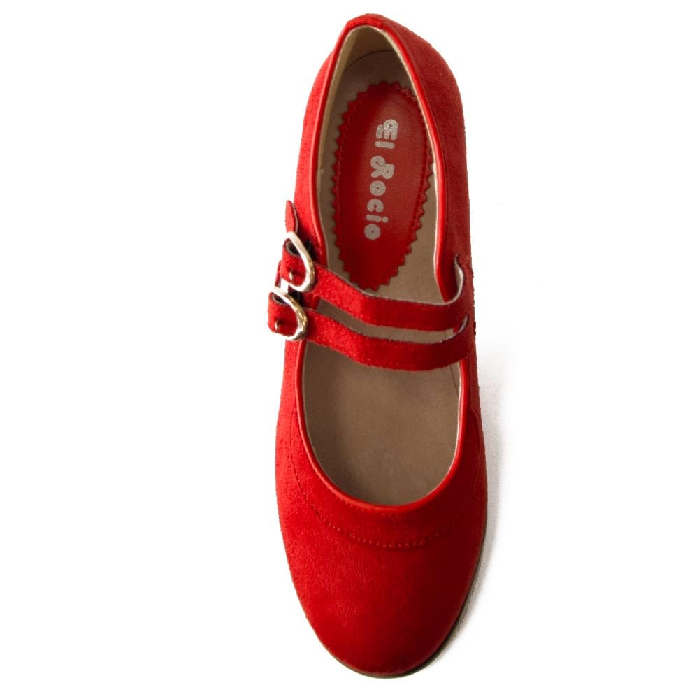 Zapatos de Flamenco de Dos Correas en Ante y Doble Suela