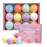 GUAN JING Bath Bombs for Women,12 PCS Natural Handmade Bath Bomb Gift Set, Relaxing Spa Shower Bombs