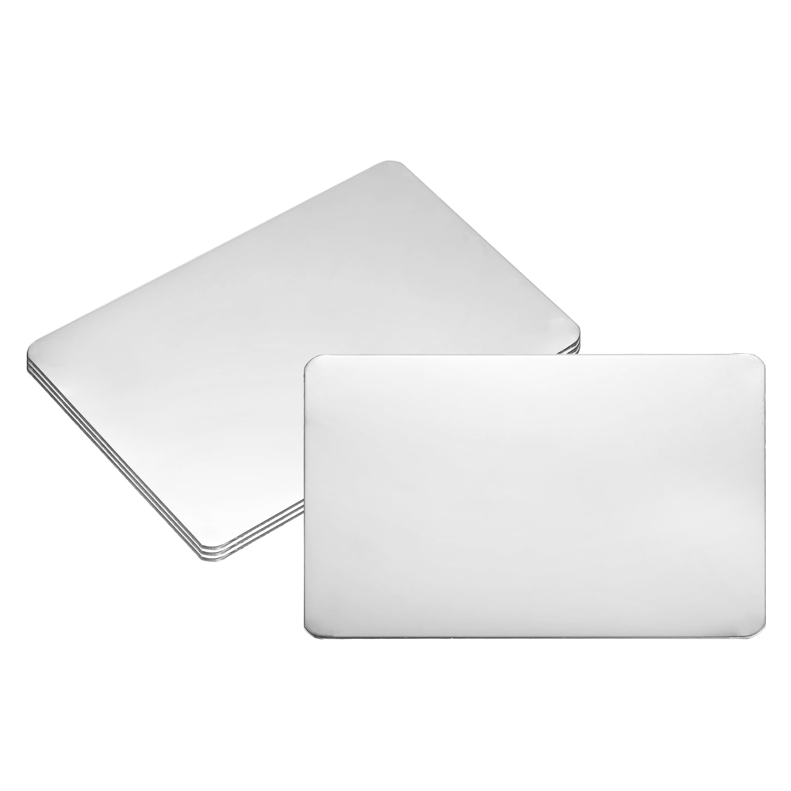 PATIKIL 4Pcs Blank Name Plates, 4.3 x 2.8" Rectangle 304 Stainless Steel Mirror Engraved Plate Custom Laser Engraving Blank for Personalized Nameplate Home Office DIY, Silver