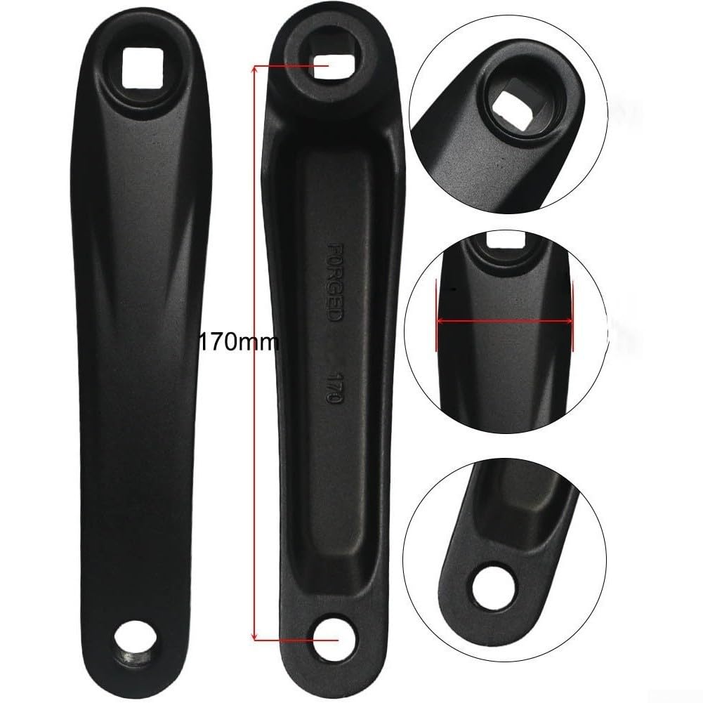 Generisch Guarnitura per bicicletta in lega di alluminio, 170 mm, con foro circolare 104BCD per mountain bike, corona a 4 fori, compatibile con 32/34/36/38/40 denti, nero (36T)
