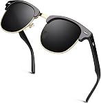 GQUEEN Lunettes de soleil polarisés pour hommes et femmes, Lunettes de Soleil de conduite classiques semi-inimitables 100% UV Protection