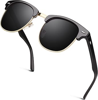 GQUEEN Horn Rimmed Half Frame Polarised Sunglasses Mens Womens UV400 Protection