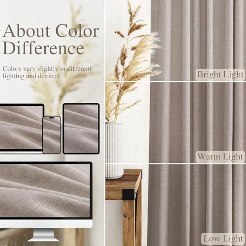 Image of Nanspring Extra Long Linen Curtains 126 Inch for Living Room Brownish Grey