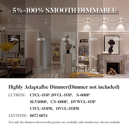 Bulbeats Gimbal Led Recessed Lighting 6 Inch, 12W=120W 1200Lm Dimmable 6Inch Recessed Lights, 360°Rotation Accent/Flat Lighting, 3000K/4000K/5000K Selectable Led Eyeball Lights-6Pack #TOP5