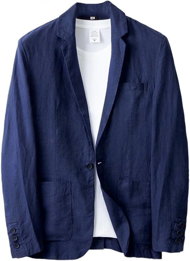 IDEALSANXUN Mens Linen Blazer Casual One Button Lightweight Suit Jackets Sports Coat