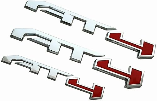 Emblemas de insignia AT4 de 3 piezas en plata para modelos GMC Yukon, Sierra y Canyon 2021-2023, adecuados para puertas y portón trasero, compatible