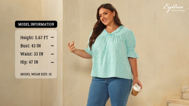 Eytino Women Plus Size Blouse Boho Floral Print Tunic Tops,1X