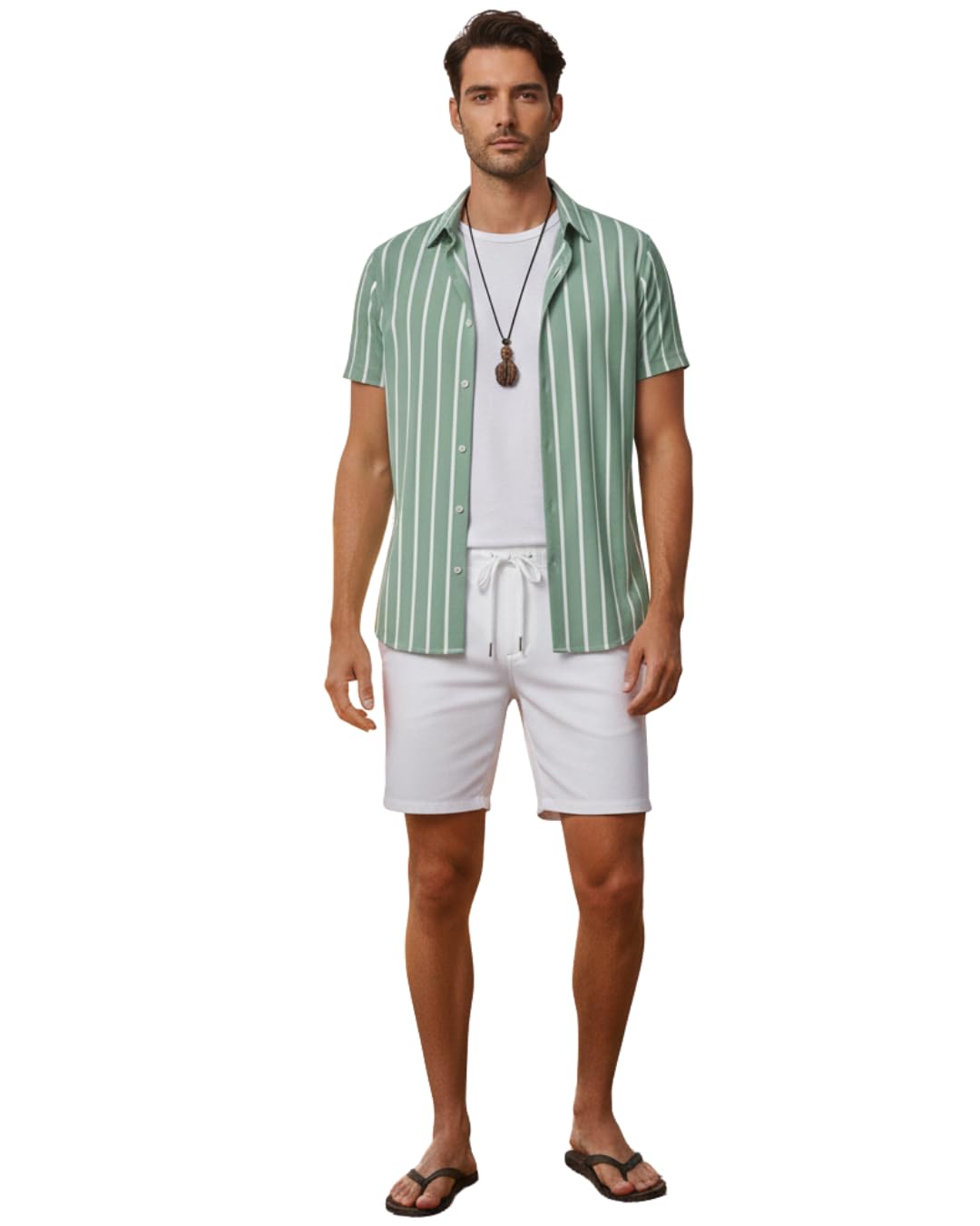 coollinen Men’s Polyester Fabric Lining Night Co-Ord Set Solid Short Sleeve Button Down Shirt Drawstring Shorts Combo Casual Summer Wear, Lounge & Travel Outfit for Men-picture-55