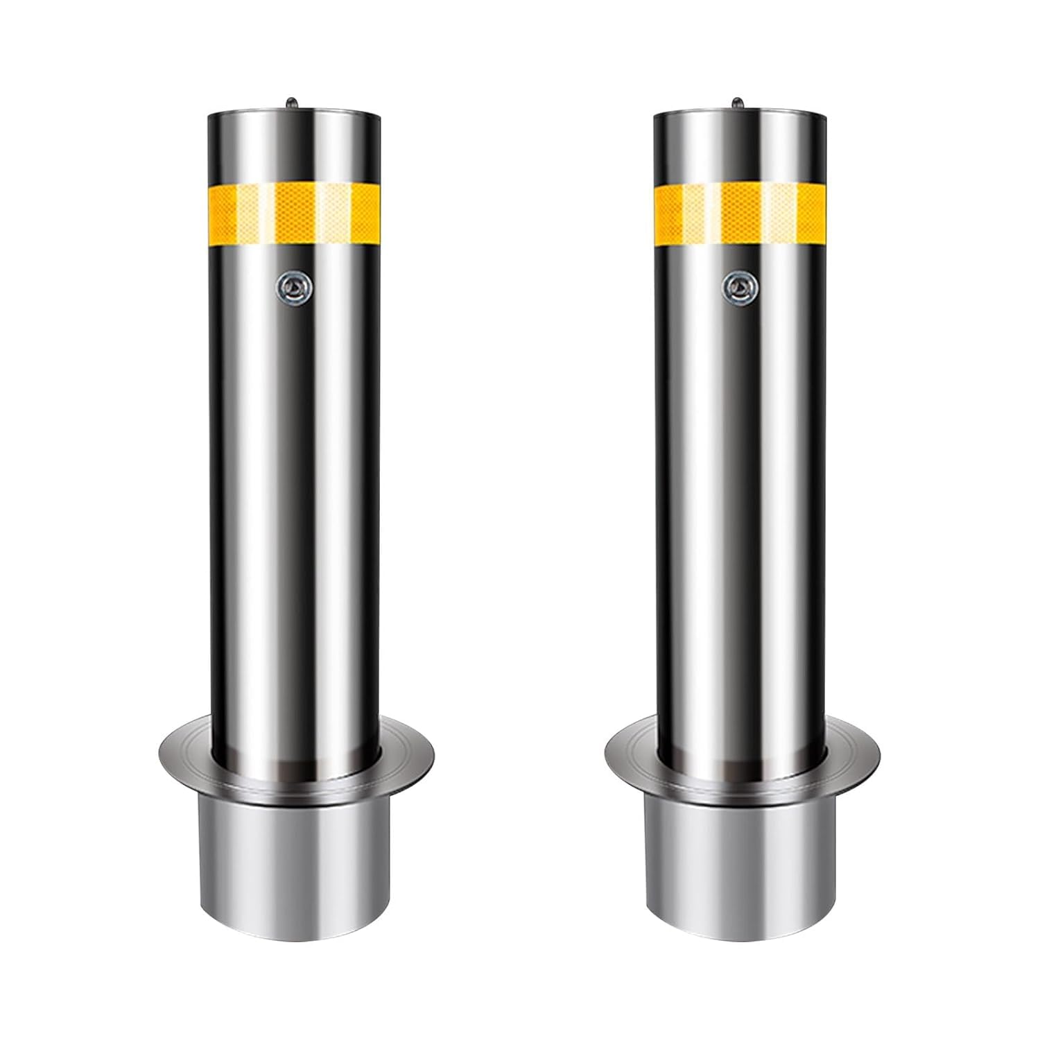 GTHTUHFD Removable Yellow Safety Bollard - 6Pcs Steel Parking & Traffic Delineators With Reflective Strips 23.6” X 6.3” Street Stanchions For Enhanced Visibility & Safet,23.6 * 8.6in(2pcs)