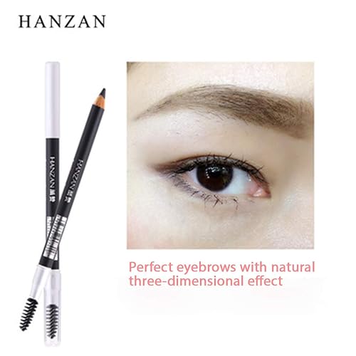 Miniatura 2 de HANZAN Delineador de ojos impermeable para cejas lápiz lápiz maquillaje cedro madera cosmética herramienta (EB02 CAFÉ OSCURO)