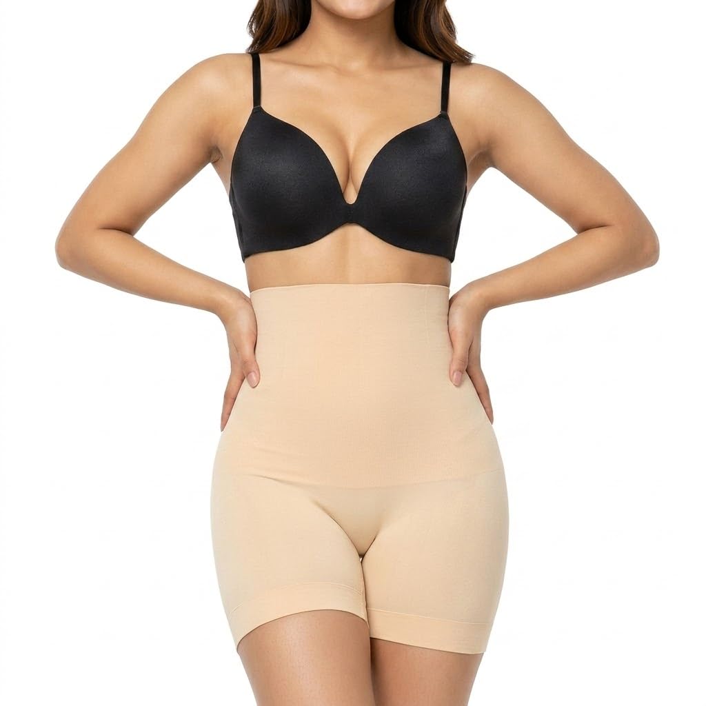 Women's Cotton Nylon Seamless Tummy Control High Waist Shapewear and Thigh Ladies Shaper (Free Size Fit Up to M to 4XL)-image-47