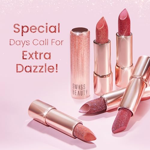 Image of Swiss Beauty More Than Glitter Lipstick | Glittery Finish | Nourishing | With Vitamin C | One Swipe Smooth Glide | Shade- 5 Shine Mauve, 3gm (‎SB-327)