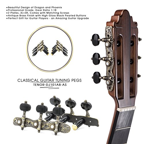 DJ101AB-AS TENOR Classical Guitar Tuners"Dragon and Phoenix" Professional Tuning Key Pegs/Machine Heads for Classical or Flamenco Guitar. - Thumbnail 3