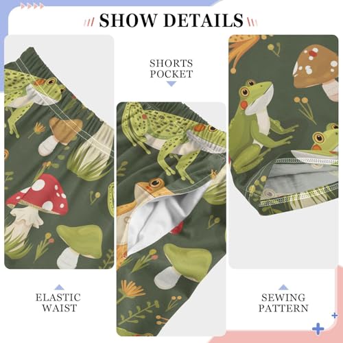 ZZXXB Lovely Frog Mushroom Boys Long Pants Soft Trousers Elastic Waist Kids Lounge Bottoms with Pockets S-XL4