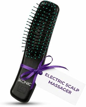IKONIC 3-in-1 Electric Scalp Massager for Hair Growth -Vibrating Head Massager Brush for Stimulation and Circulation, Use as Exfoliator, Scrub, Massager, Hair Detangle, Massage Gift for Men and Women