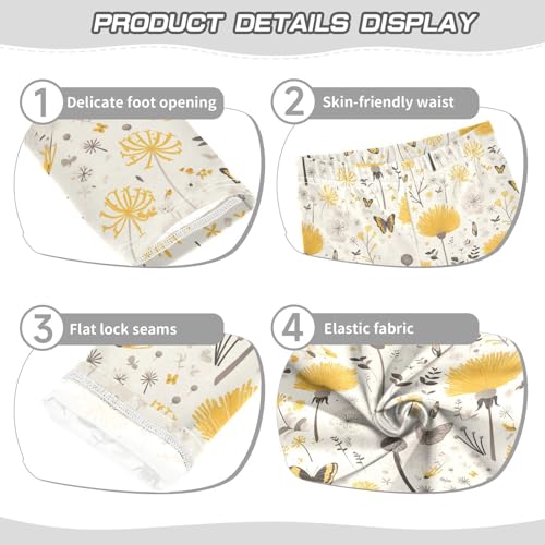 KLL Butterflies Dandelions Pattern Butterflies Gold Girls Athletic Leggings Fashion Full Length Activewear Sports3