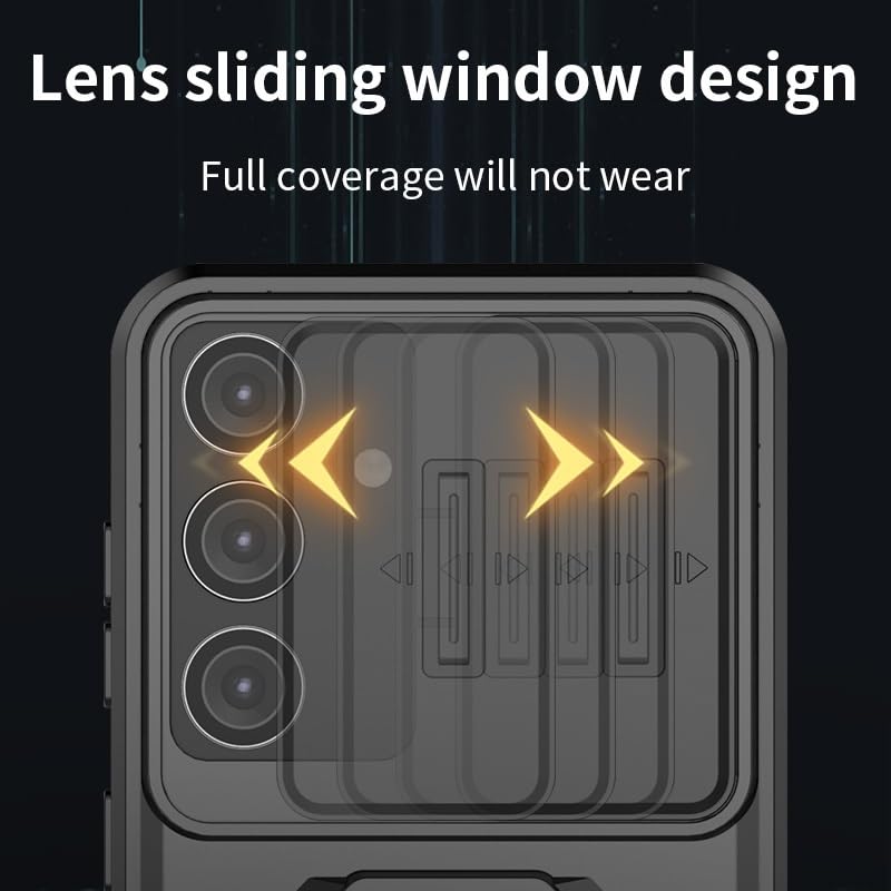 Coque Samsung S25 Plus 5G avec protège-caméra coulissant et anneau