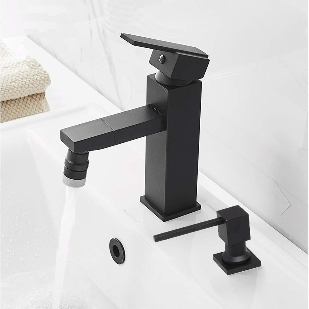 Distributori di Sapone da banco, per lavello della Cucina (Nichel Spazzolato), Design Integrato per Piano di Lavoro con flacone di Sapone Liquido (Materiale PE) Distributori di Sapone (Nero)