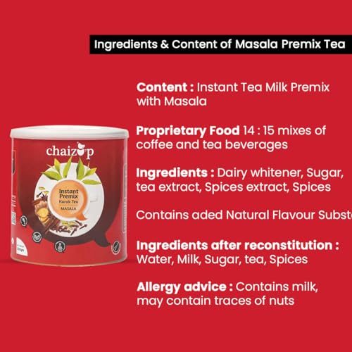 Image of Chaizup Daily 1 Min Instant Masala Tea Premix - 500g Can | Masala Flavours | Approx. 35 Servings | 500g