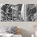 wall26 - 3 Piece Canvas Wall Art - Black and White Abstract Brush Painting - Modern Home Art Stretched and Framed Ready to Hang - 24