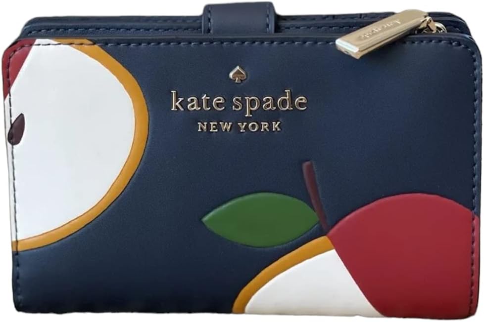 Kate Spade Honeycrisp Apple Medium Compact Bifold Wallet Blue Multi Clothing