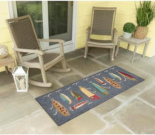 Liora Manne FRONTPORCH Indoor/Outdoor Hand Tufted Durable Area Rug - Transitional Sports Decorative (Playing Hooky Grey) (2' x 5')