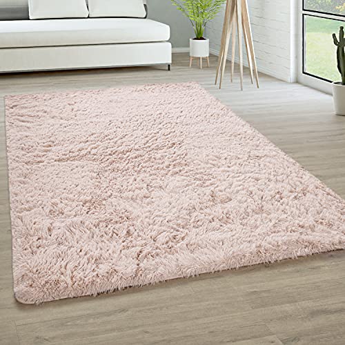 Paco Home Hochflor Teppich Wohnzimmer rutschfest Fellteppich Shaggy Flauschig Weich Modern Kunstfell Fell Imitat Einfarbig, Grösse:200x280 cm, Farbe:Creme