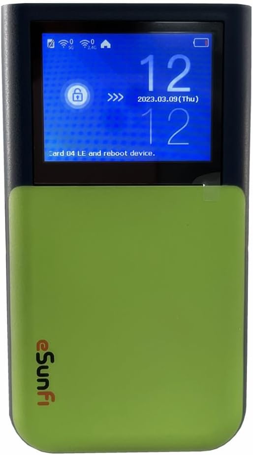 eSunFi SHFiEL62 5G eSim Mobile Hotspot Router Portable WiFi Router, with Sim Card Slot, up to 32 WiFi terminals, 2.4 inch Touch Panel, WiFi6, for Home/Business/Travel (NA Version)