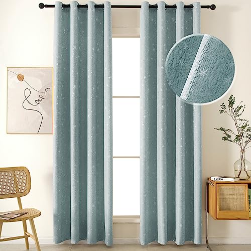 La Mejor Selección de Cortina azul , listamos los 10 mejores. 48 Cortinas Blackout Cortas con Aislamiento Térmico, 2 Paneles Cortinas Blackout Estrellas Para Recamara sala Ventana con Ojales, Cortinas Opacas Termicas 132*160cm, Reducción Ruido...