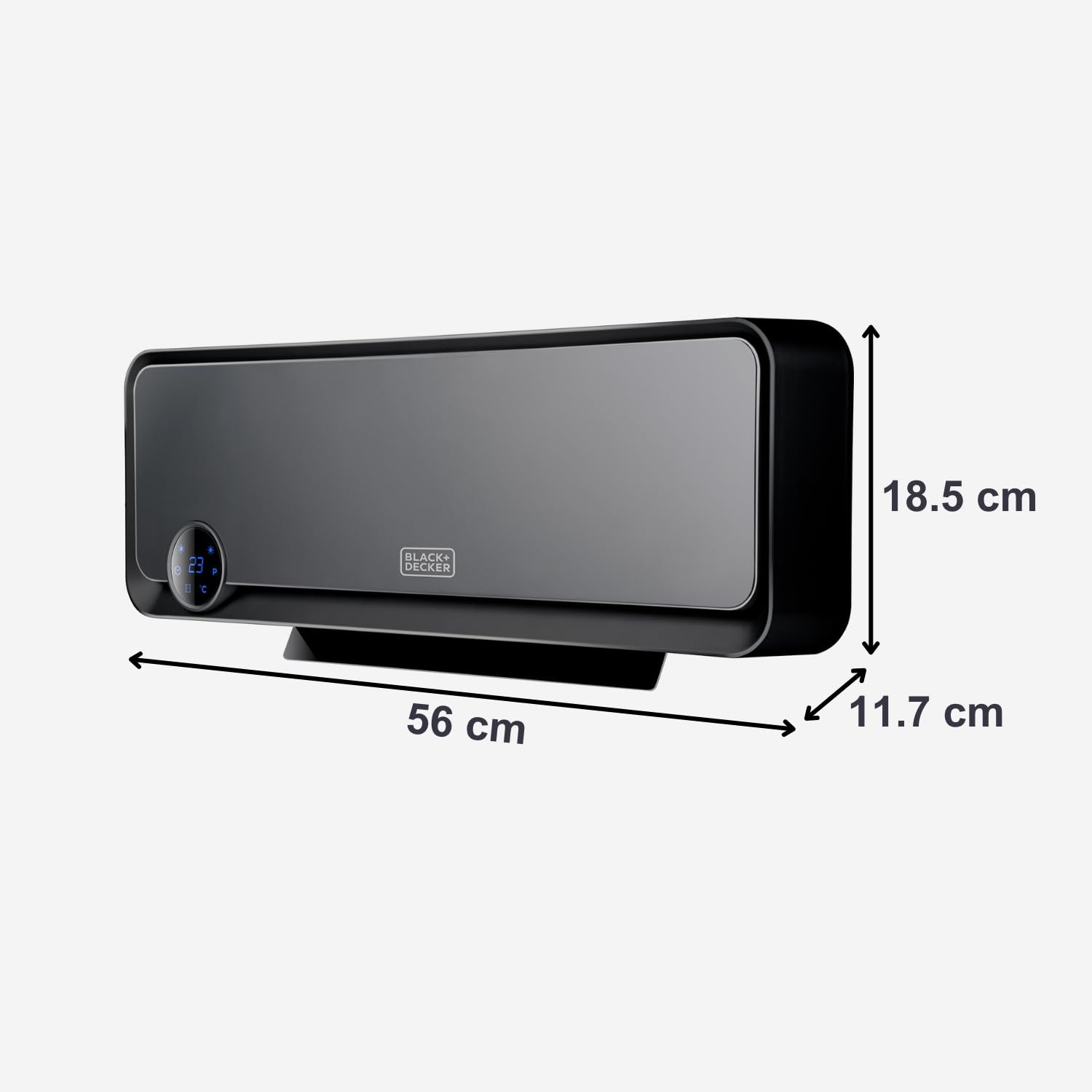 BLACK + DECKER BXWSH2000E - Termoventilatore ceramico da parete, adatto per bagni, con termostato elettronico, programmatore, timer e telecomando. Display LED, sistema PTC e oscillazione automatica
