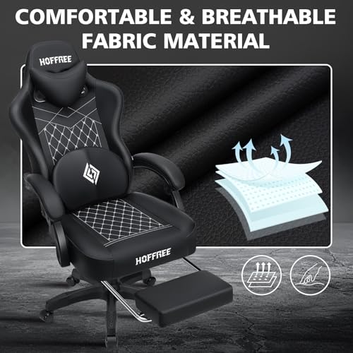 HOFFREE Gaming Chair Computer Chair with Speakers Massage Game Chairs with Footrest Bluetooth High Back Ergonomic Computer Gaming Chairs for Adults Reclining Video Gamer Chair Black の商品画像 8
