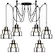 Produktbild BAYCHEER Industrielampe Haengeleuchte Retro Industrie Lampe Schwarz Kueche Vintage Deckenleuchte Höhenverstellbar für Wohnzimmer Esszimmer Restaurant Keller Untergeschoss (Schwarz mit 6 Fassung)