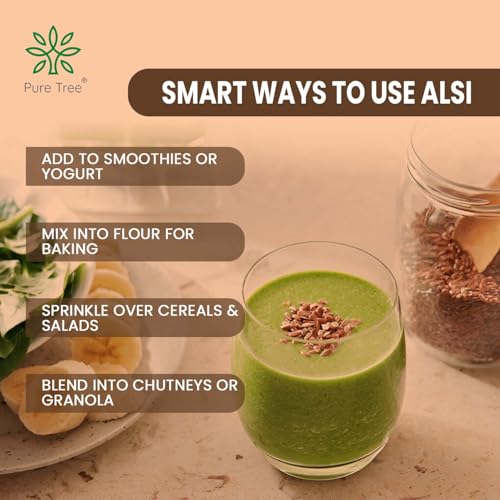 Image of Pure Tree Certified Organic Alsi Seeds | 1.8 Kg / 1800 g | Flax Seeds | Aviselu Seeds Linseed | Plant Based Omega 3 | For Salads, Smoothies Healthy Snacks, Granola