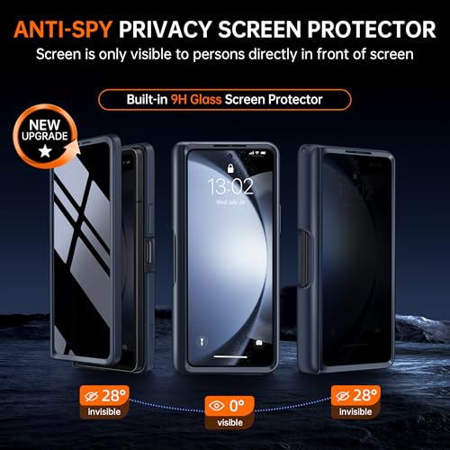 MOBOSI for Z Fold 5 Case with Privacy Screen Protector [Compatible with Magsafe], [Built-in Kickstand&Full Body Hinge Protection] Shockproof Phone Cover for Samsung Galaxy Z Fold5, Black