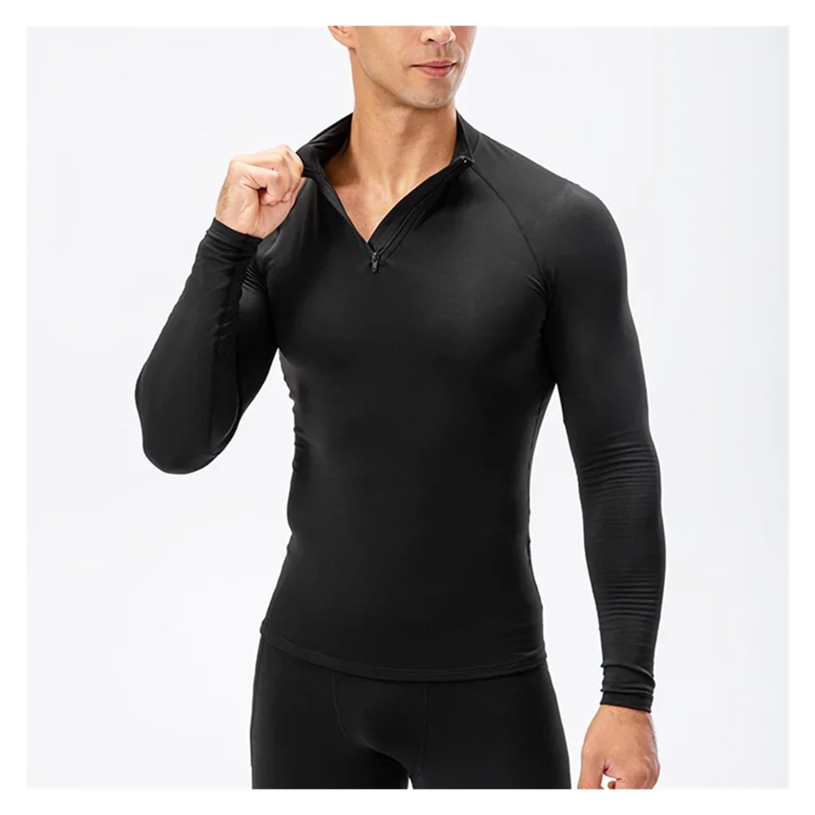 T Shirt Manche Longue Homme Hommes Compression Course Chemises Fitness serré à Manches Longues Sport Chemises Formation Jogging vêtements de Sport séchage Rapide(Black,M)