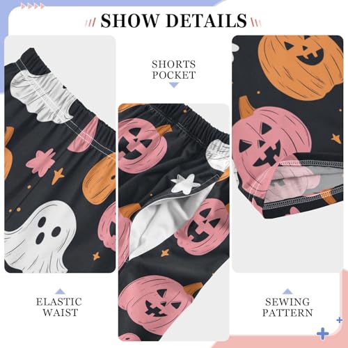 Boys' Pants Halloween Pumpkin Ghosts Black Long Bottoms Jogger Pants Elastic Waist Trousers with Pockets S-XL4
