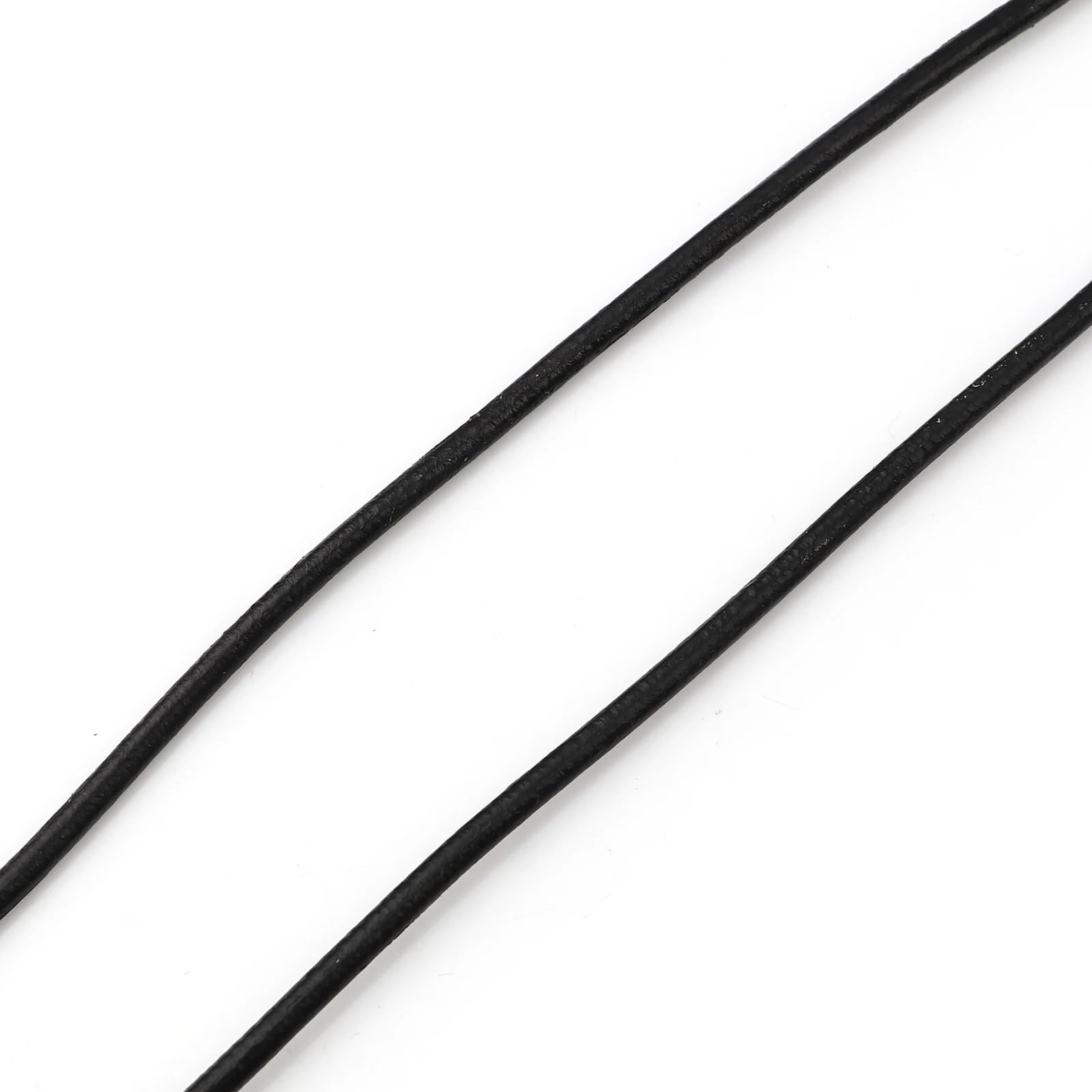 Genuine Round Leather String Cord, Cowhide Leather Round String 1-3mm x 5M Waxed Multicolor(Black,3mm x5 Meters)