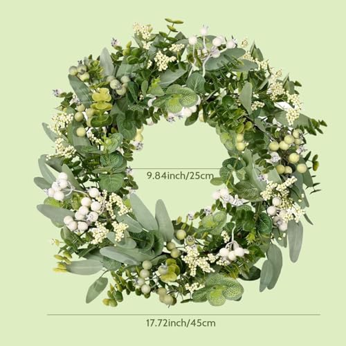Couronne d'eucalyptus de 18 pouces aux finitions soignées pour maison - 7