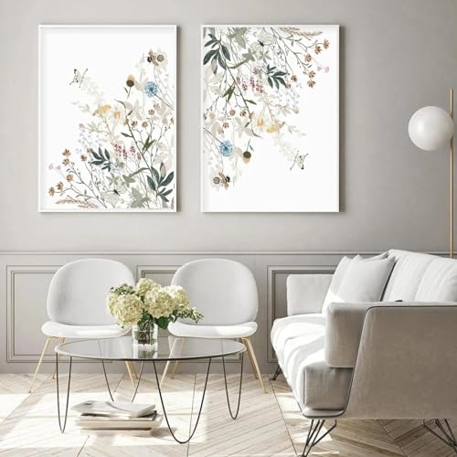 Affiches d'art mural floral pour decoration de salon moderne Tableau boheme vert 40x60