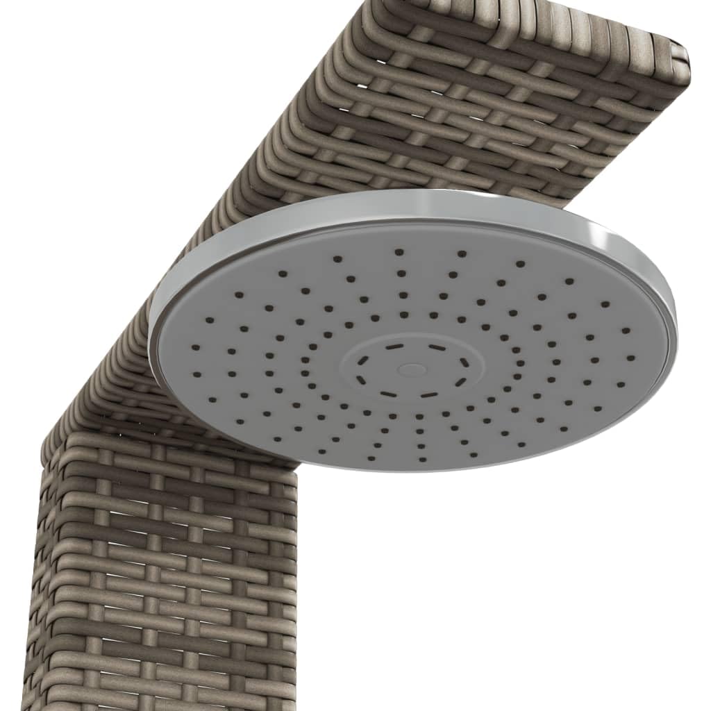 vidaXL Douche d'Extérieur, Meuble de Jardin avec Poignée Rotative, Douche de Piscine Patio Arrière-Cour, Gris Résine Tressée Bois Acacia