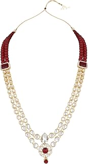 I Jewels 2 Layered Traditional Gold Plated Kundan Studded Moti Mala Maharaja Haar/Groom Long Necklace For Men (MLP48) Price In India